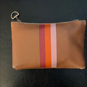 ipsy Tan Zipped Pouch with Purple Accent